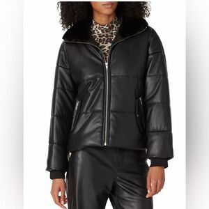 Samantha Sipos Black Faux Leather Puffer